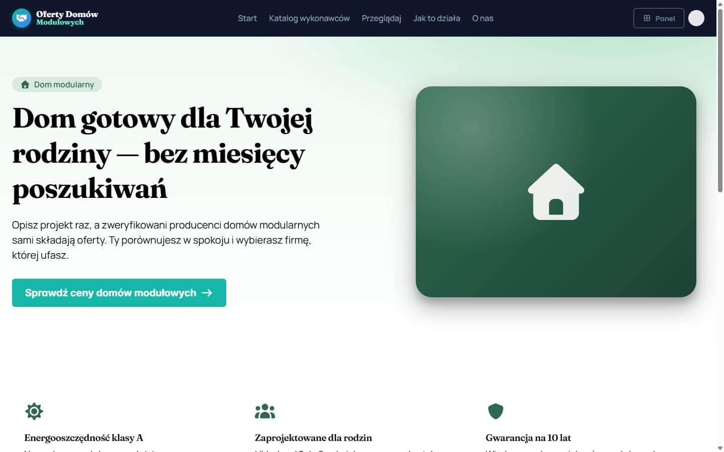 Landing page kampanii — widok na komputerze